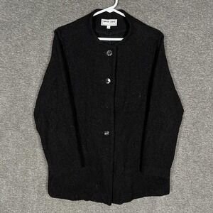 Opus 204 Seattle Jacket Womens Small Black Boiled Wool Button Front Collarless